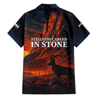 Jordan Nebo Mountain Family Matching Off The Shoulder Long Sleeve Dress and Hawaiian Shirt with Ibex and Desert Rock Landscape