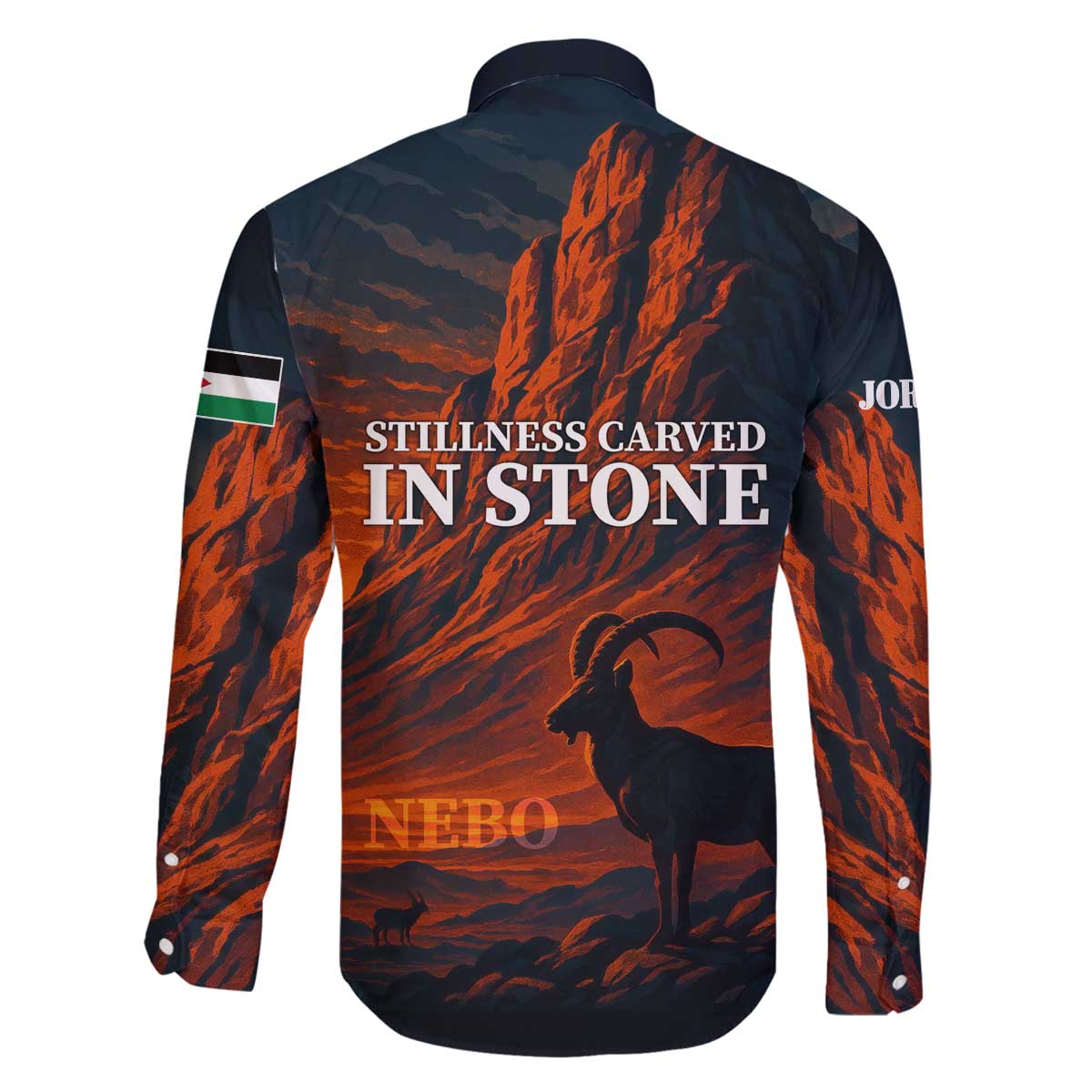 Jordan Nebo Mountain Family Matching Off The Shoulder Long Sleeve Dress and Hawaiian Shirt with Ibex and Desert Rock Landscape