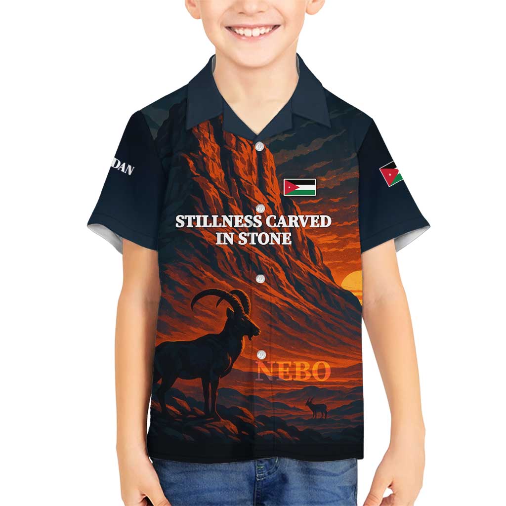 Jordan Nebo Mountain Family Matching Off Shoulder Maxi Dress and Hawaiian Shirt with Ibex and Desert Rock Landscape