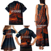 Jordan Nebo Mountain Family Matching Tank Maxi Dress and Hawaiian Shirt with Ibex and Desert Rock Landscape