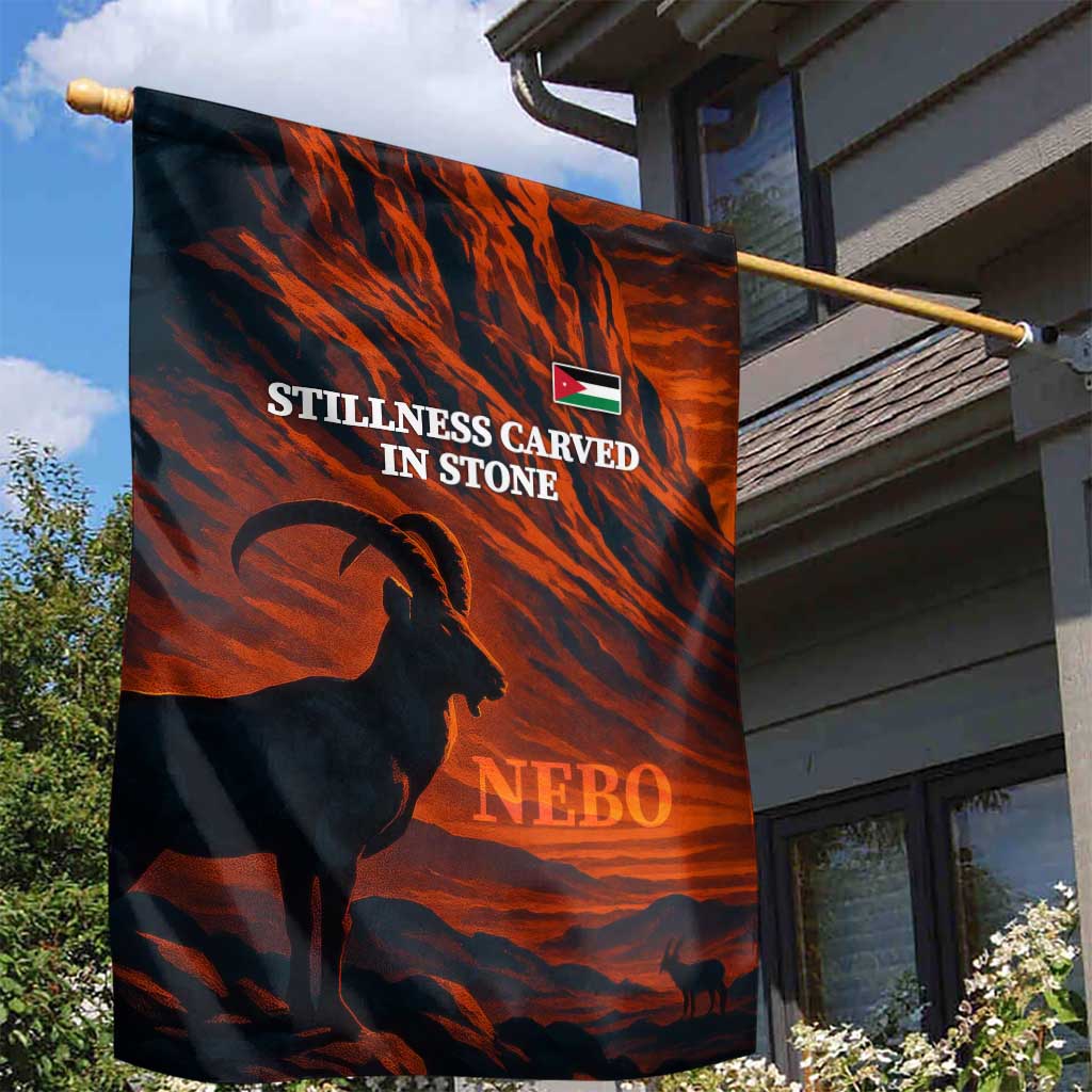 Jordan Nebo Mountain Garden Flag with Ibex and Desert Rock Landscape