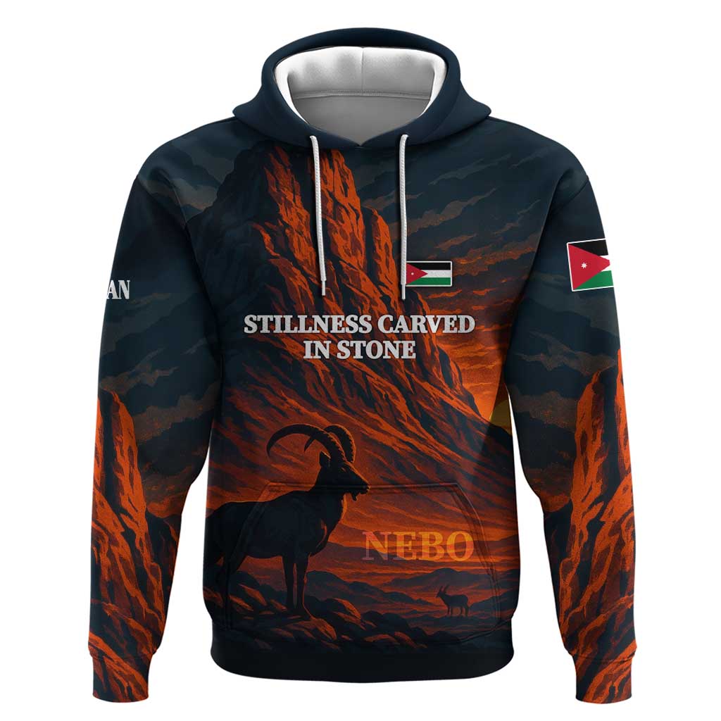 Jordan Nebo Mountain Hoodie with Ibex and Desert Rock Landscape