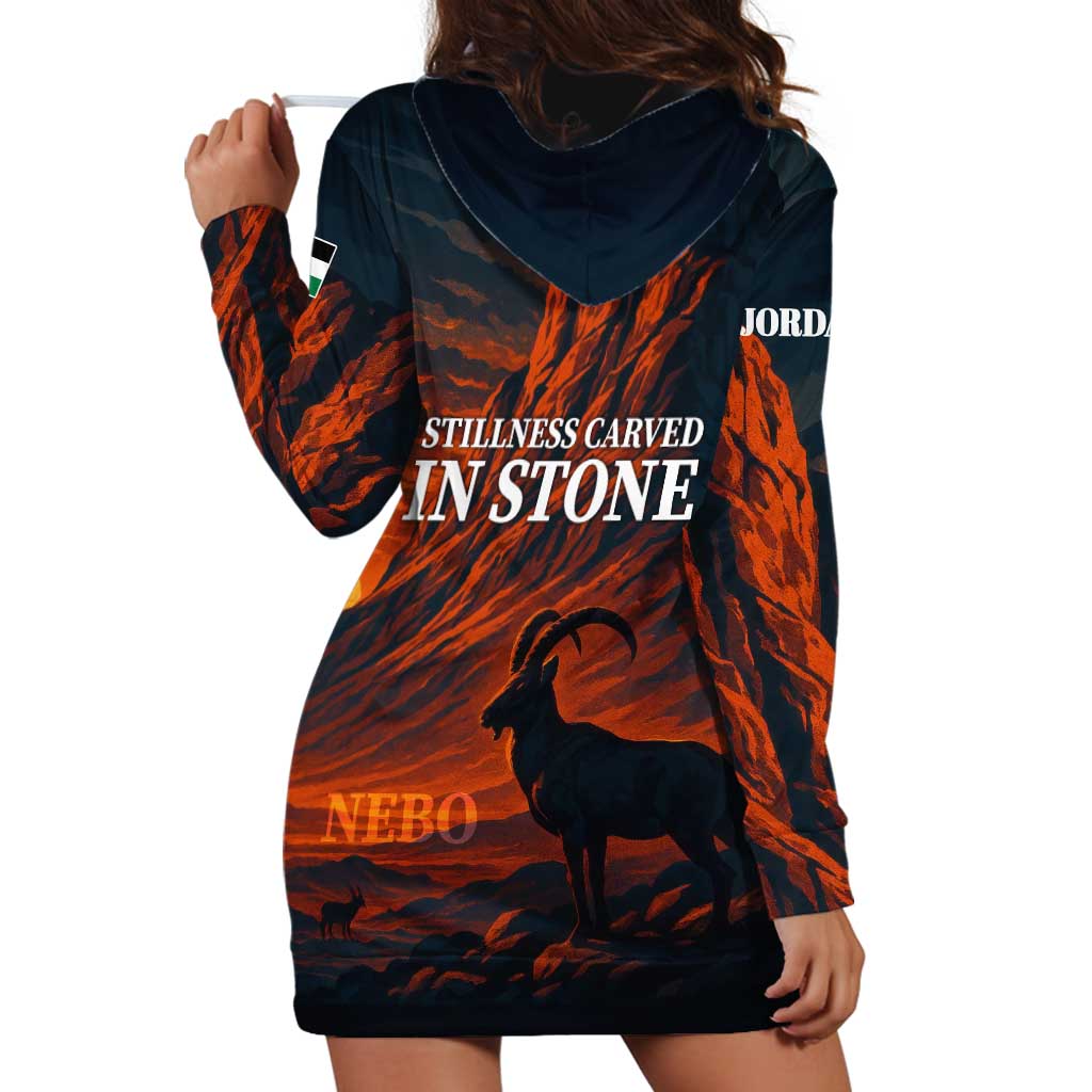 Jordan Nebo Mountain Hoodie Dress with Ibex and Desert Rock Landscape