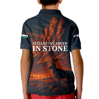 Jordan Nebo Mountain Kid Polo Shirt with Ibex and Desert Rock Landscape