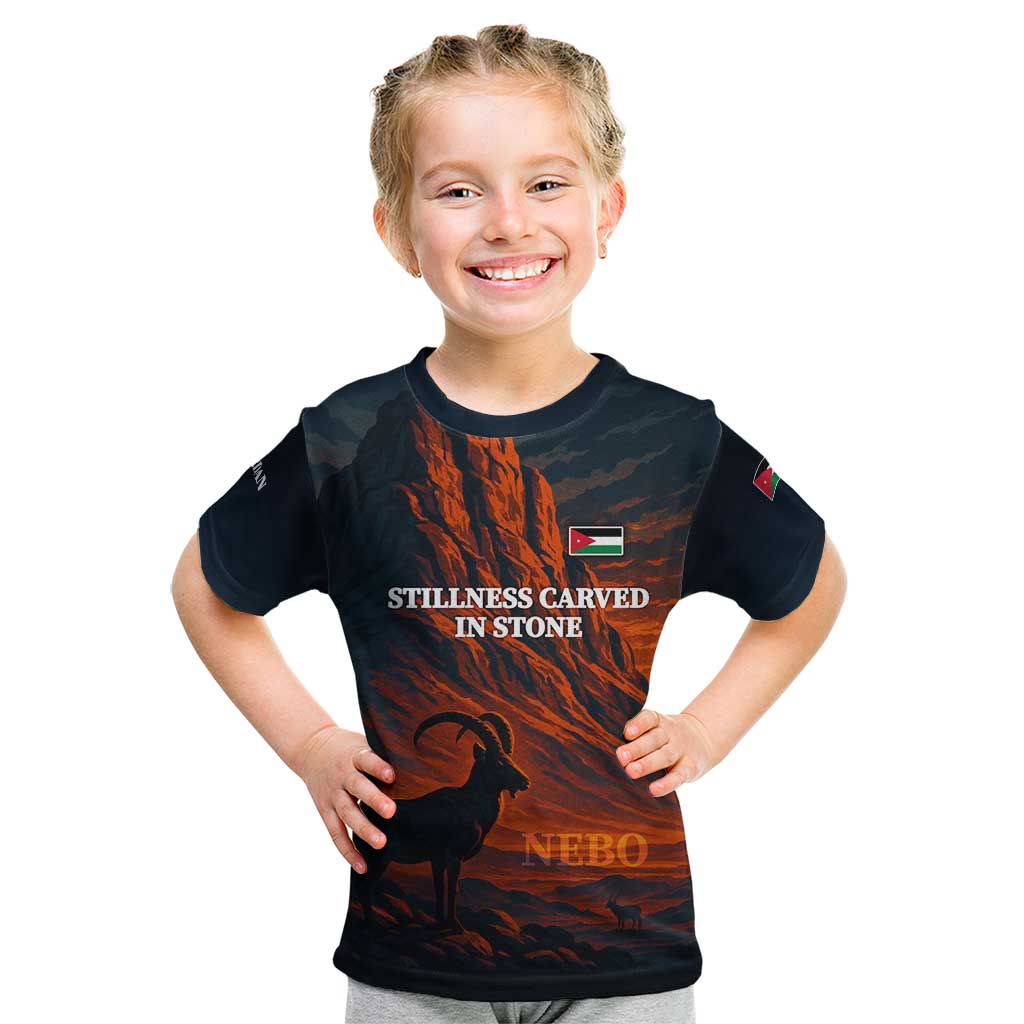 Jordan Nebo Mountain Kid T Shirt with Ibex and Desert Rock Landscape