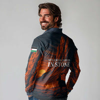 Jordan Nebo Mountain Long Sleeve Polo Shirt with Ibex and Desert Rock Landscape