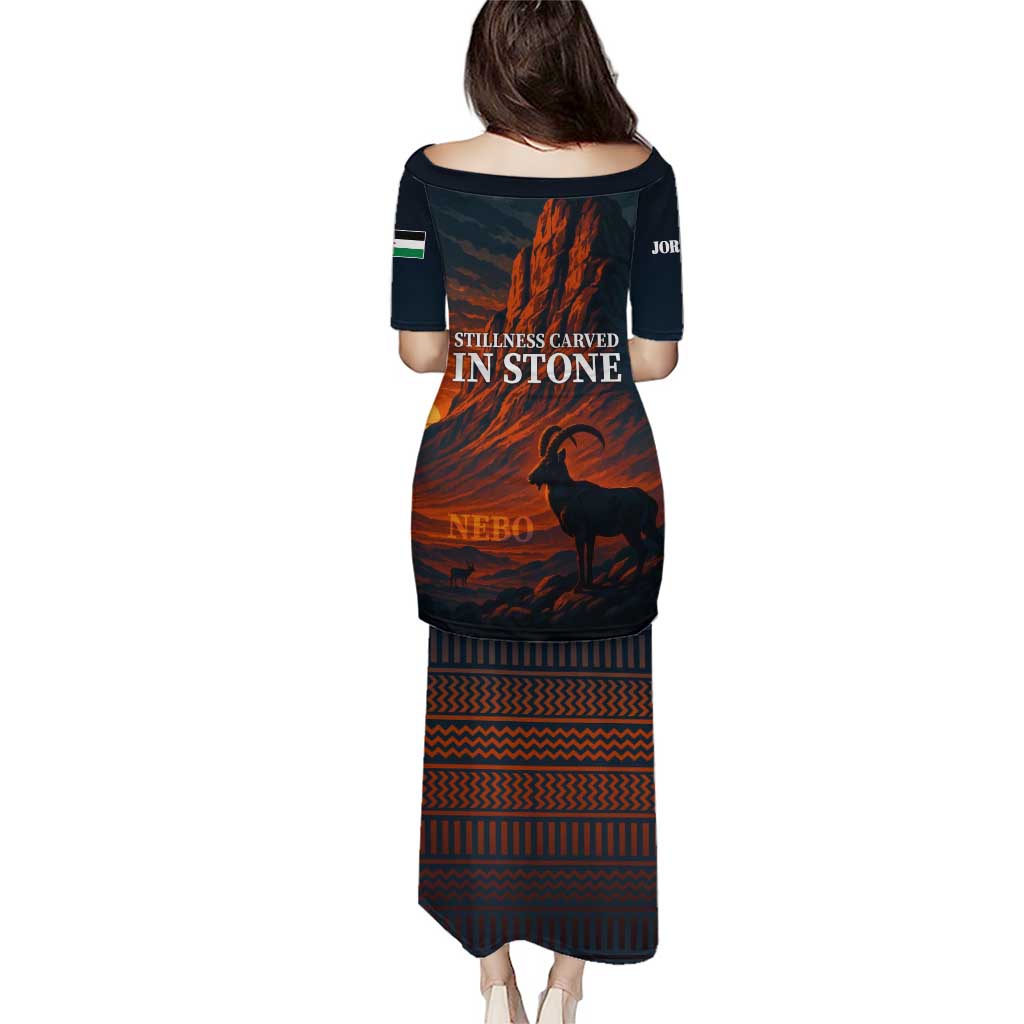 Jordan Nebo Mountain Puletasi with Ibex and Desert Rock Landscape