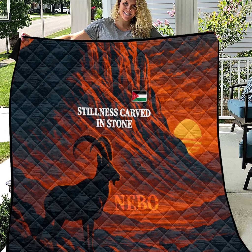Jordan Nebo Mountain Quilt with Ibex and Desert Rock Landscape