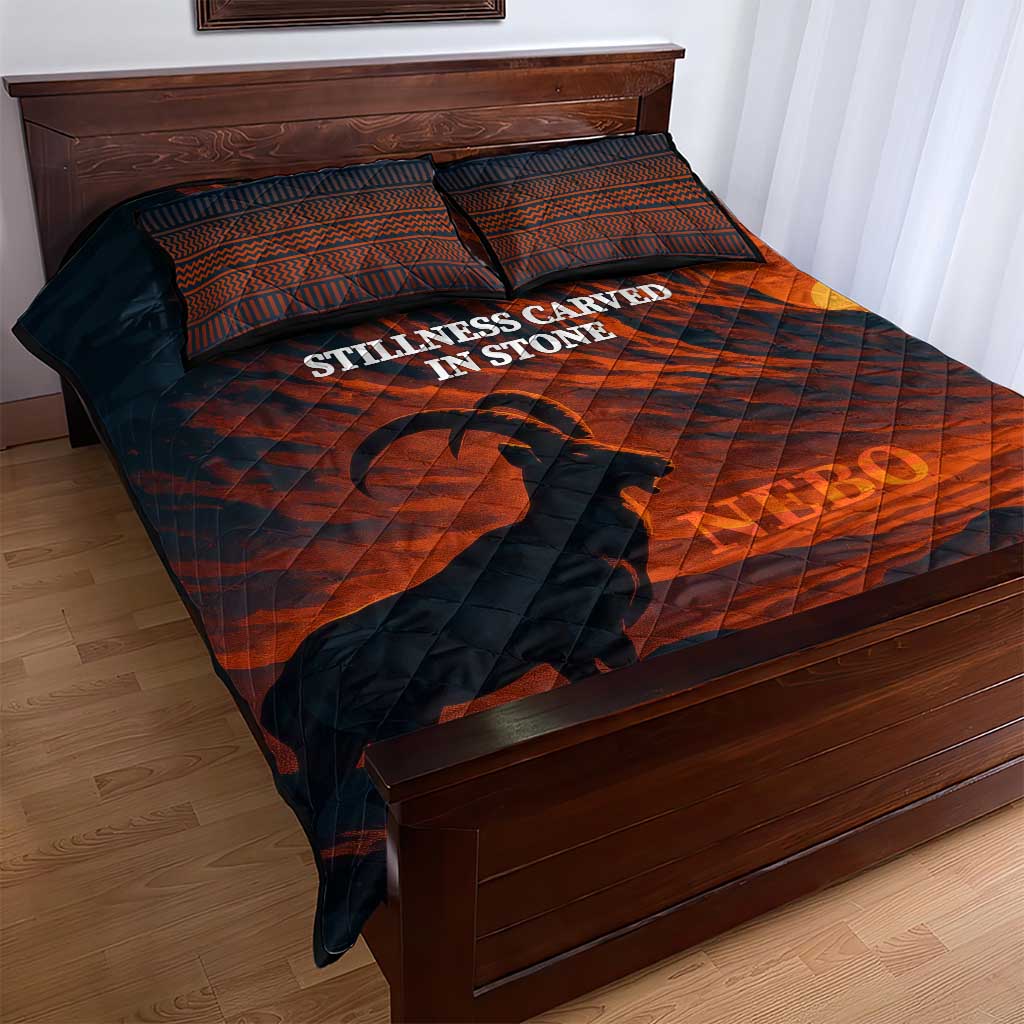 Jordan Nebo Mountain Quilt Bed Set with Ibex and Desert Rock Landscape