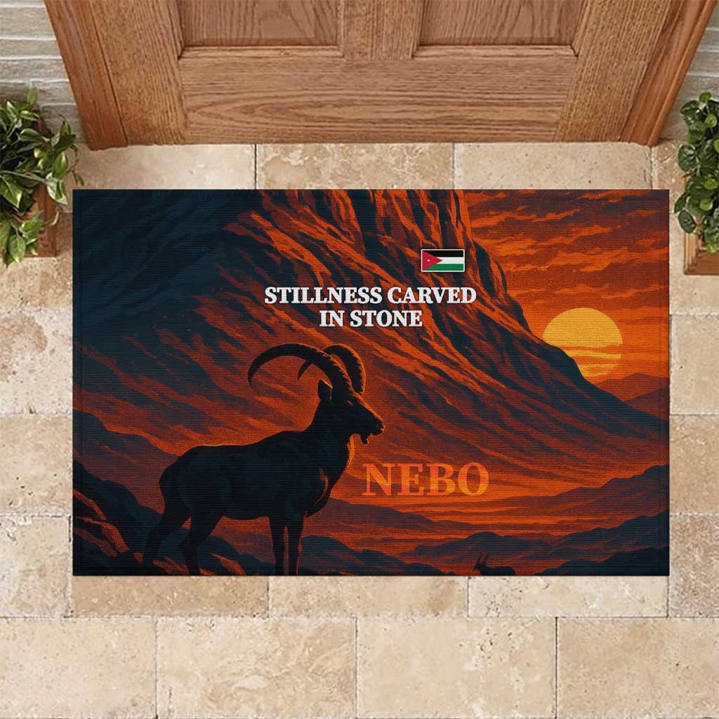 Jordan Nebo Mountain Rubber Doormat with Ibex and Desert Rock Landscape