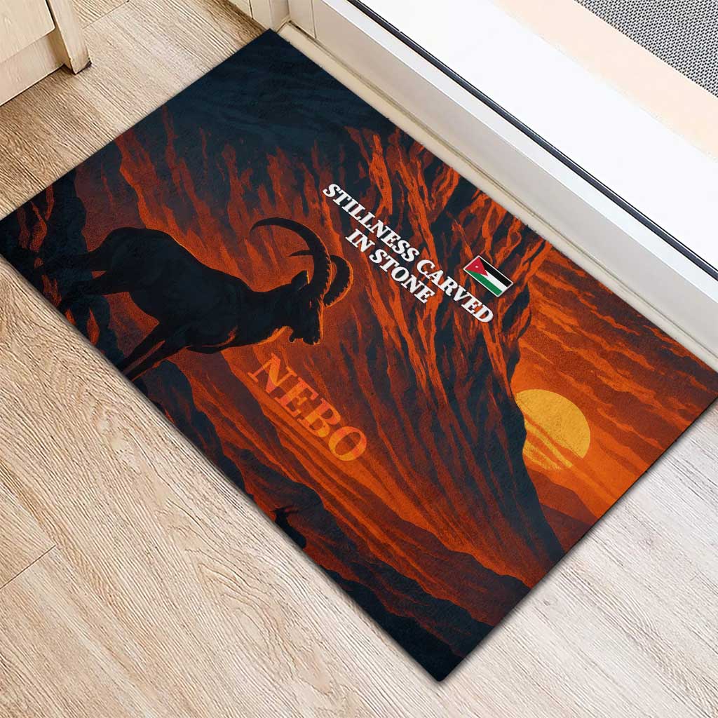 Jordan Nebo Mountain Rubber Doormat with Ibex and Desert Rock Landscape