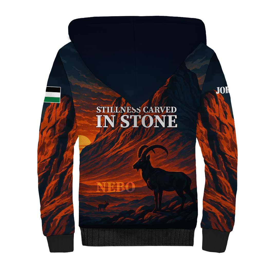 Jordan Nebo Mountain Sherpa Hoodie with Ibex and Desert Rock Landscape
