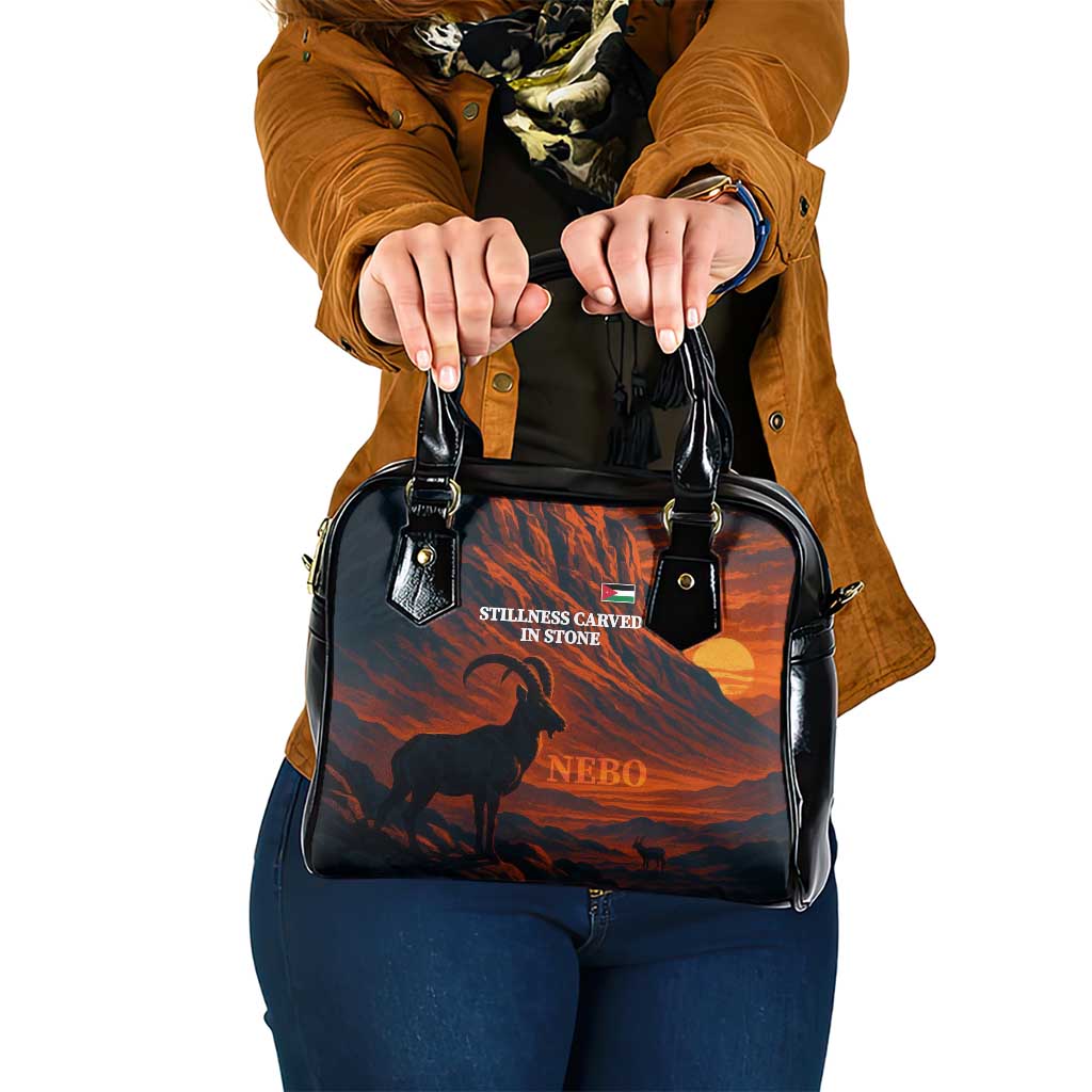 Jordan Nebo Mountain Shoulder Handbag with Ibex and Desert Rock Landscape