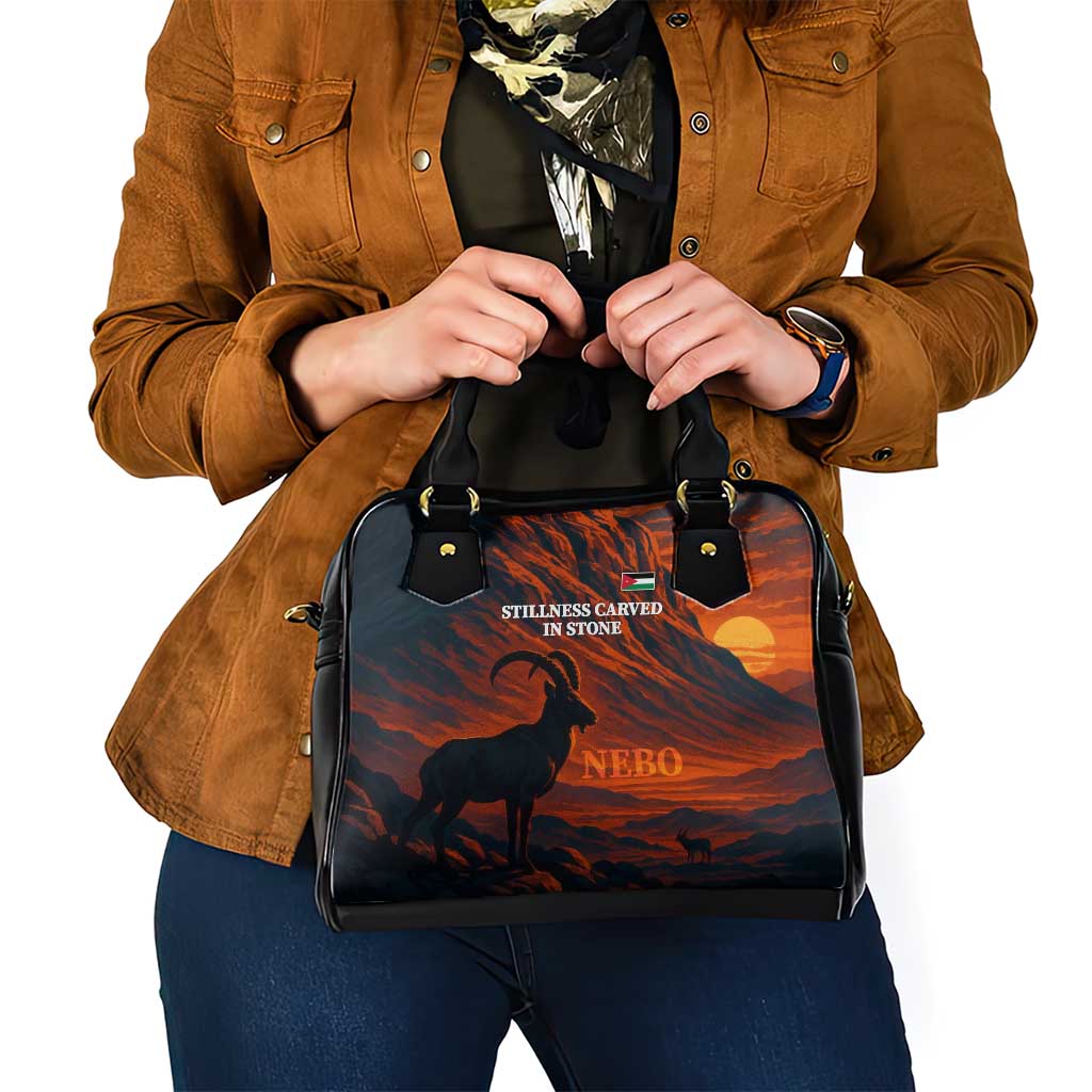 Jordan Nebo Mountain Shoulder Handbag with Ibex and Desert Rock Landscape