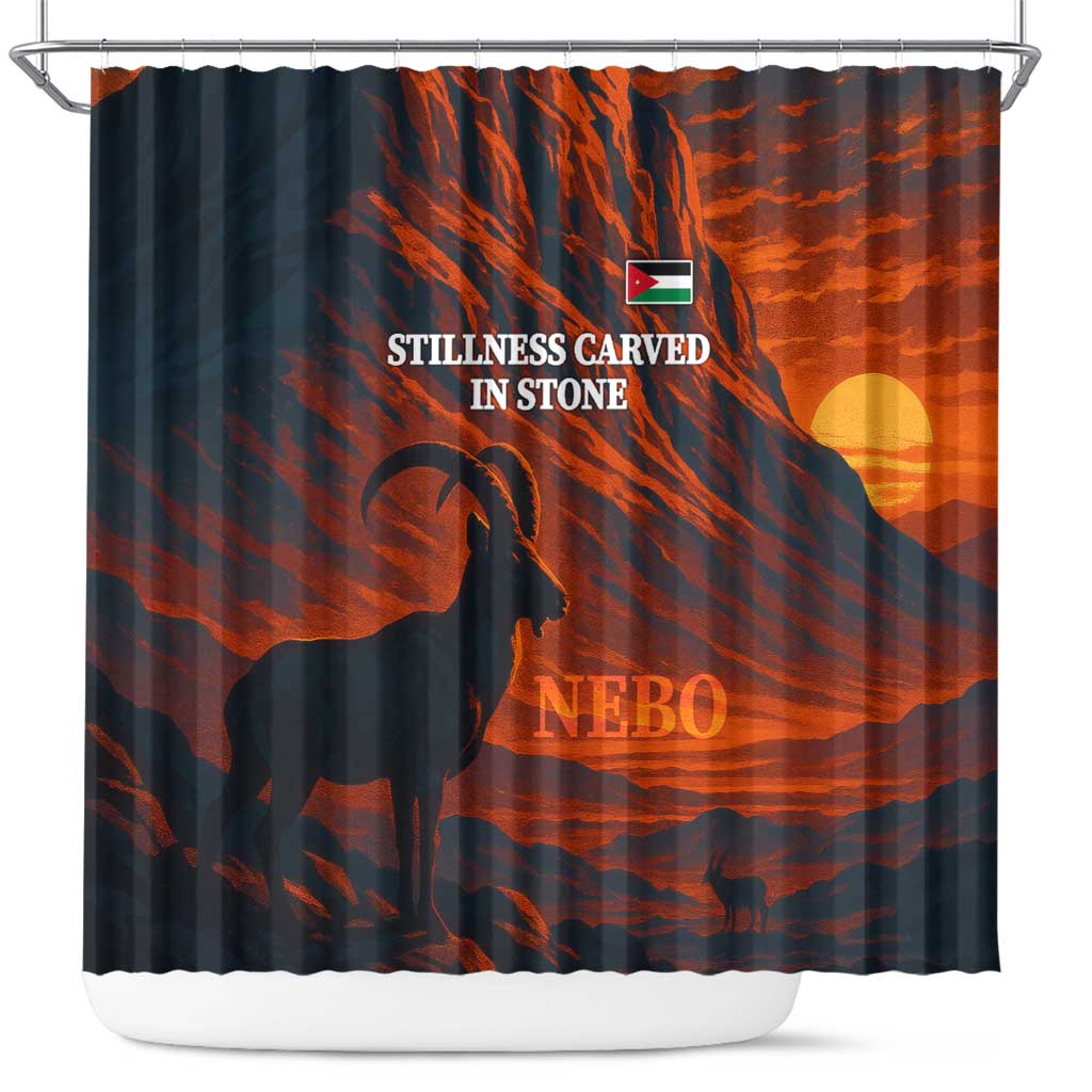 Jordan Nebo Mountain Shower Curtain with Ibex and Desert Rock Landscape