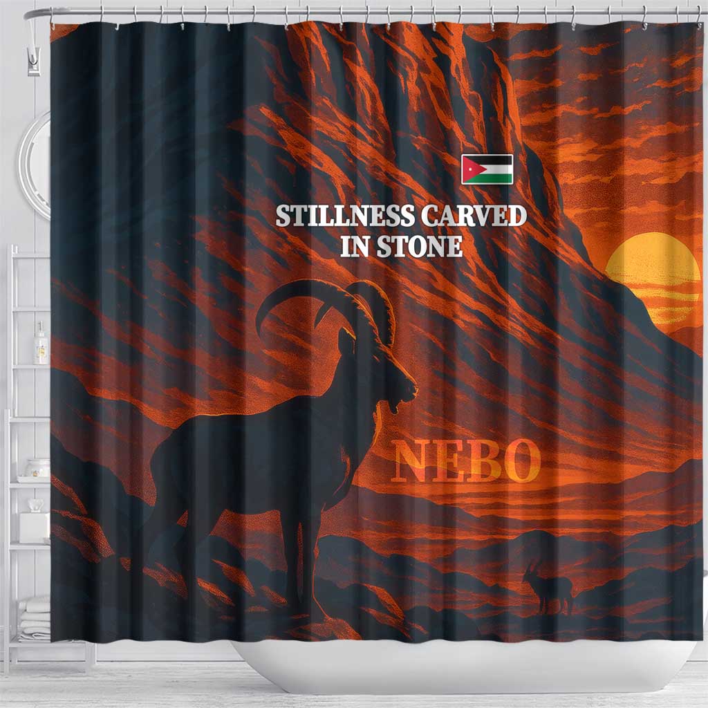 Jordan Nebo Mountain Shower Curtain with Ibex and Desert Rock Landscape