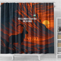 Jordan Nebo Mountain Shower Curtain with Ibex and Desert Rock Landscape