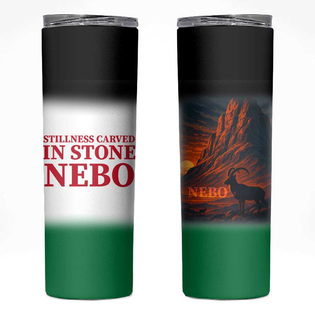Jordan Nebo Mountain Skinny Tumbler with Ibex and Desert Rock Landscape