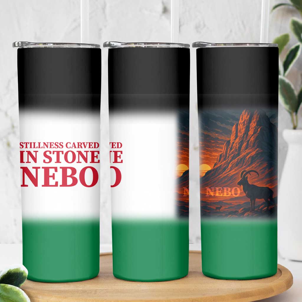 Jordan Nebo Mountain Skinny Tumbler with Ibex and Desert Rock Landscape