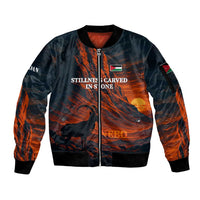 Jordan Nebo Mountain Sleeve Zip Bomber Jacket with Ibex and Desert Rock Landscape