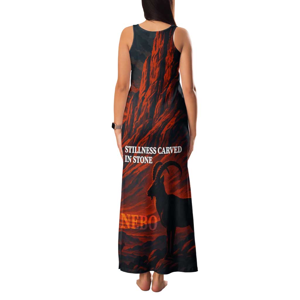 Jordan Nebo Mountain Tank Maxi Dress with Ibex and Desert Rock Landscape