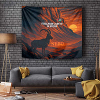 Jordan Nebo Mountain Tapestry with Ibex and Desert Rock Landscape