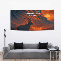 Jordan Nebo Mountain Tapestry with Ibex and Desert Rock Landscape