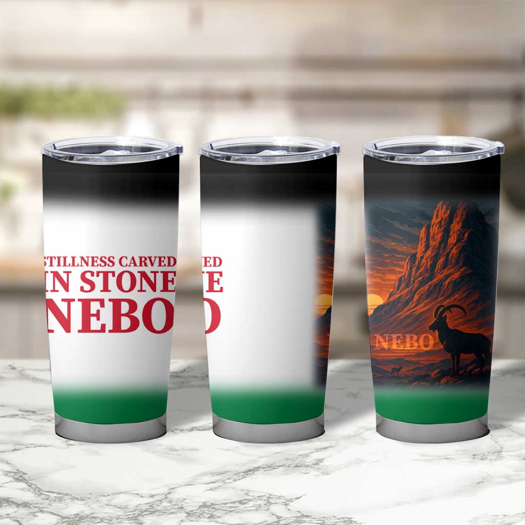 Jordan Nebo Mountain Tumbler Cup with Ibex and Desert Rock Landscape