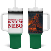 Jordan Nebo Mountain Tumbler With Handle with Ibex and Desert Rock Landscape