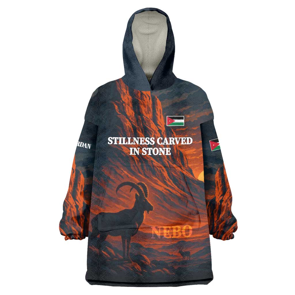 Jordan Nebo Mountain Wearable Blanket Hoodie with Ibex and Desert Rock Landscape