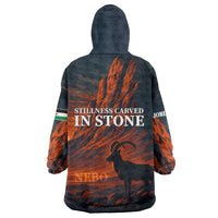 Jordan Nebo Mountain Wearable Blanket Hoodie with Ibex and Desert Rock Landscape