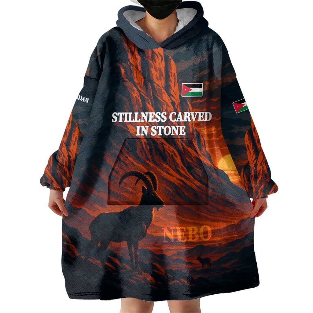 Jordan Nebo Mountain Wearable Blanket Hoodie with Ibex and Desert Rock Landscape