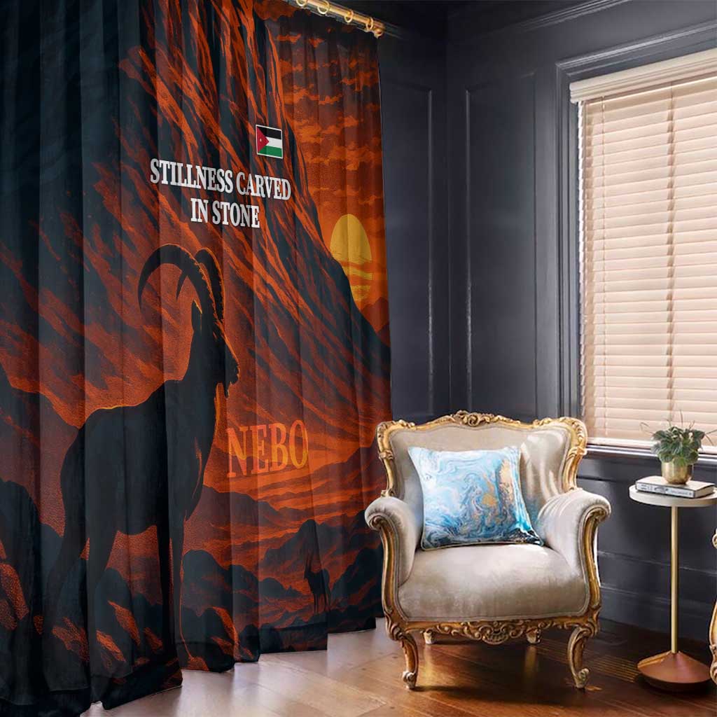 Jordan Nebo Mountain Window Curtain with Ibex and Desert Rock Landscape
