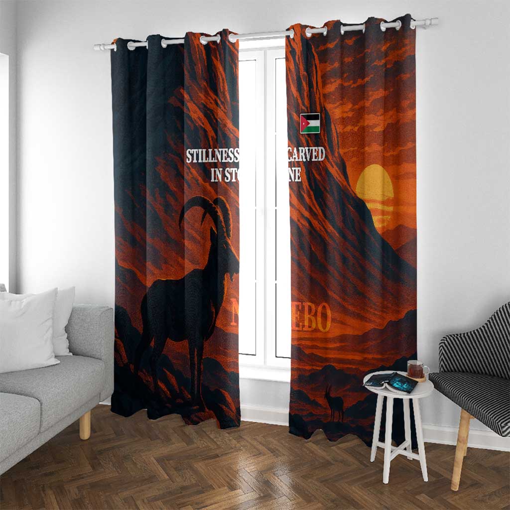 Jordan Nebo Mountain Window Curtain with Ibex and Desert Rock Landscape