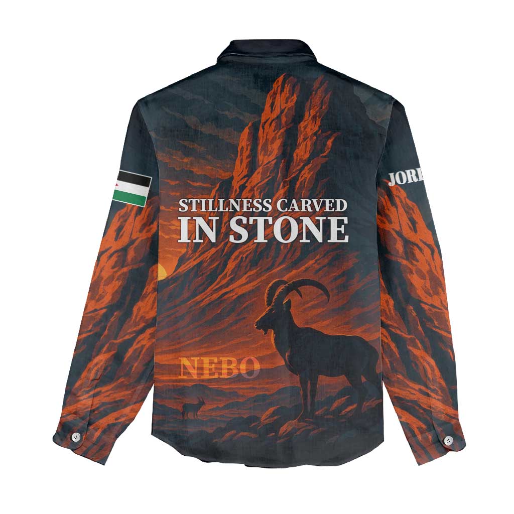Jordan Nebo Mountain Women Casual Shirt with Ibex and Desert Rock Landscape