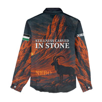 Jordan Nebo Mountain Women Casual Shirt with Ibex and Desert Rock Landscape