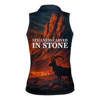 Jordan Nebo Mountain Women Sleeveless Polo Shirt with Ibex and Desert Rock Landscape