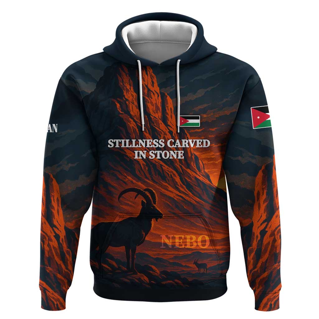 Jordan Nebo Mountain Zip Hoodie with Ibex and Desert Rock Landscape