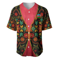 Azerbaijan Folk Floral Baseball Jersey with Traditional Carpet-Inspired Pattern