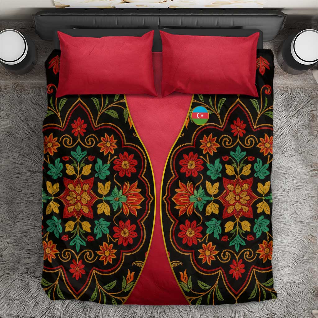 Azerbaijan Folk Floral Bedding Set with Traditional Carpet-Inspired Pattern