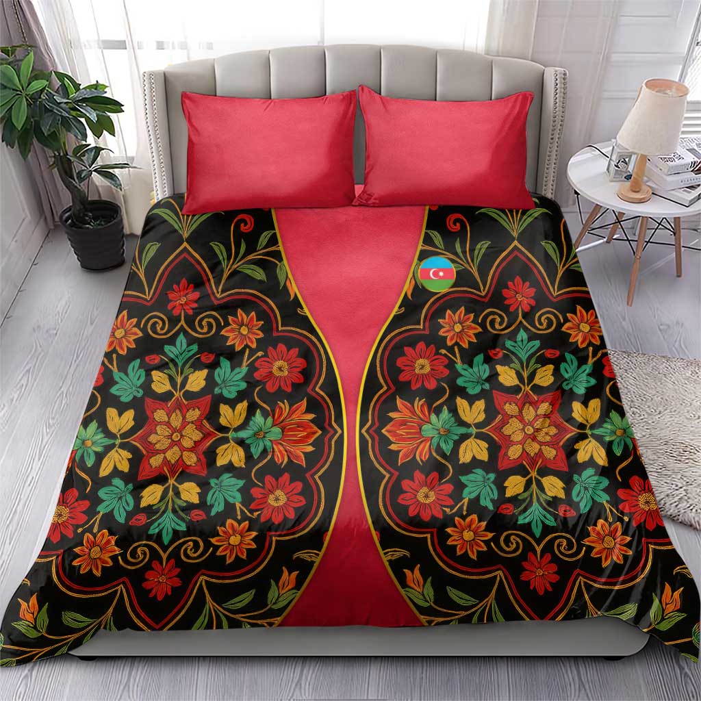 Azerbaijan Folk Floral Bedding Set with Traditional Carpet-Inspired Pattern