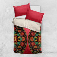 Azerbaijan Folk Floral Bedding Set with Traditional Carpet-Inspired Pattern