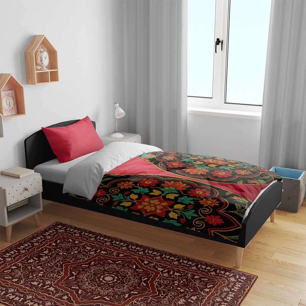 Azerbaijan Folk Floral Bedding Set with Traditional Carpet-Inspired Pattern