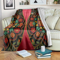 Azerbaijan Folk Floral Blanket with Traditional Carpet-Inspired Pattern
