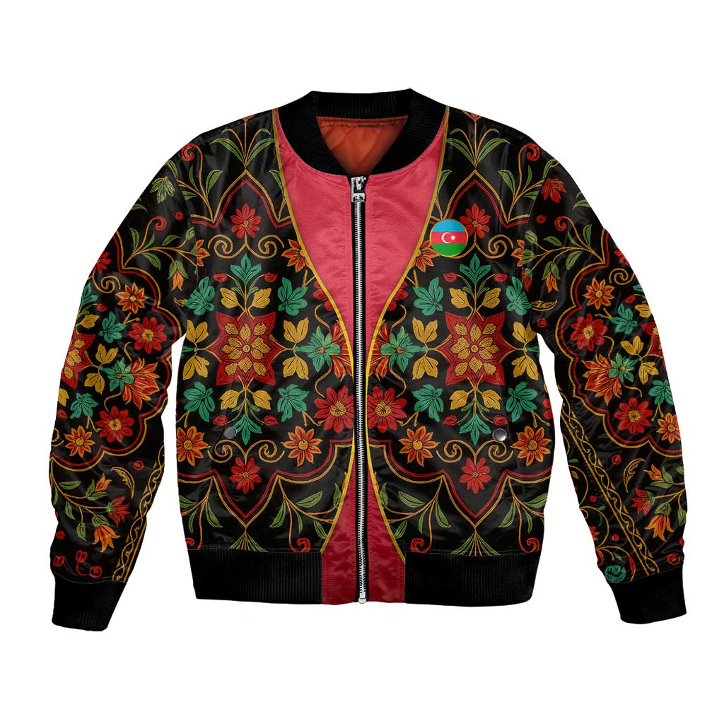 Azerbaijan Folk Floral Bomber Jacket with Traditional Carpet-Inspired Pattern