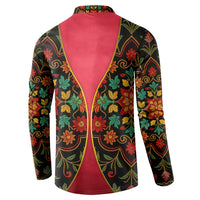 Azerbaijan Folk Floral Button Sweatshirt with Traditional Carpet-Inspired Pattern