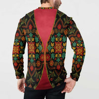 Azerbaijan Folk Floral Button Sweatshirt with Traditional Carpet-Inspired Pattern