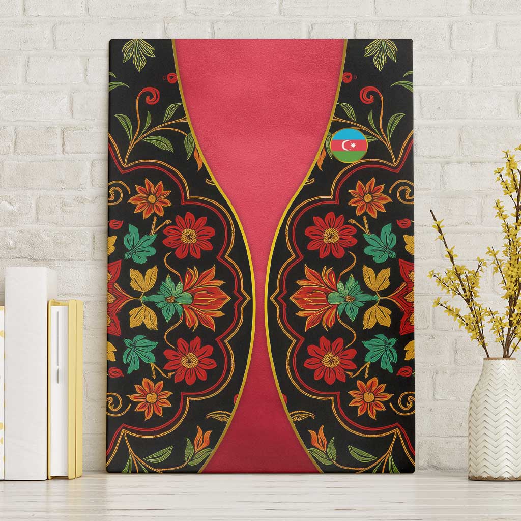 Azerbaijan Folk Floral Canvas Wall Art with Traditional Carpet-Inspired Pattern