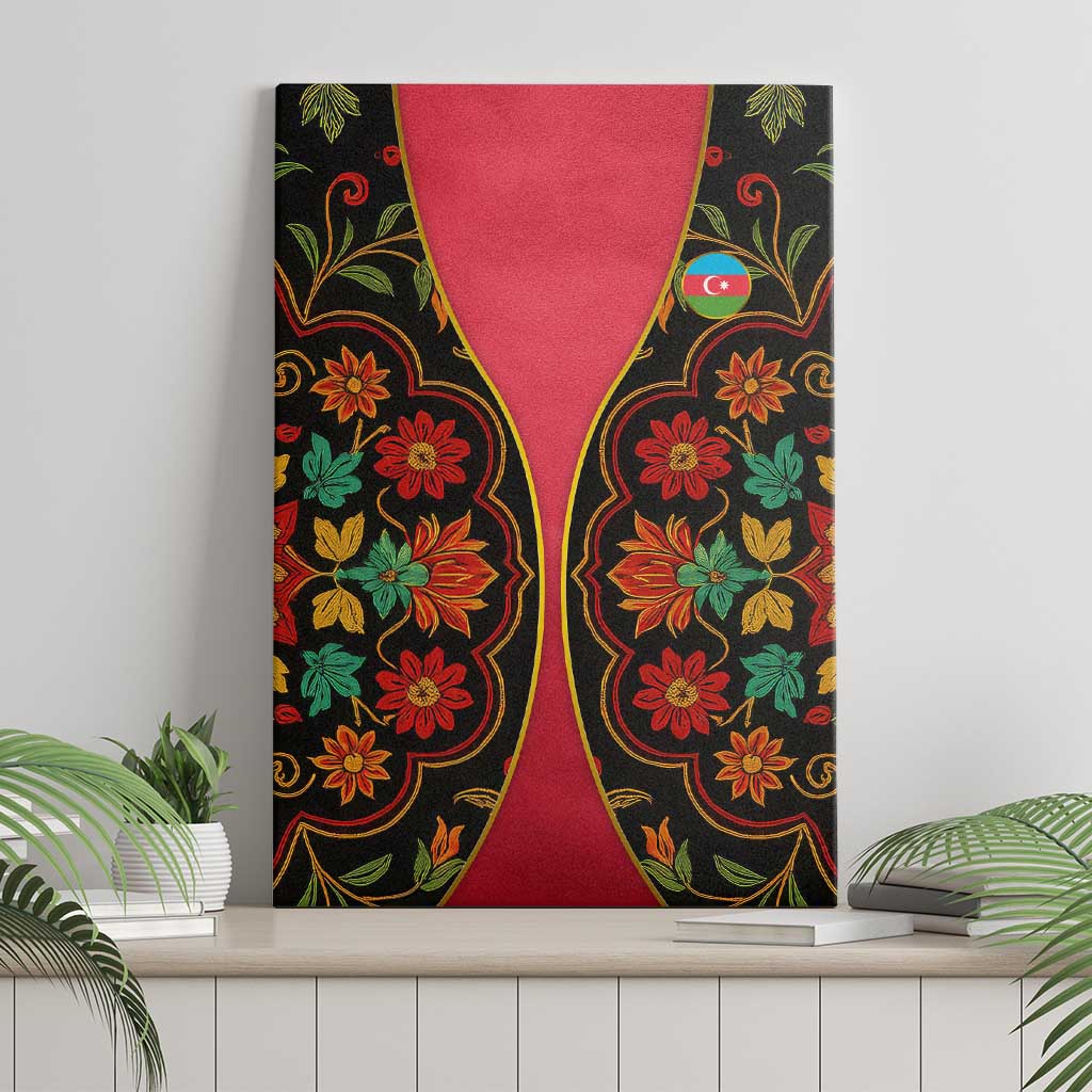 Azerbaijan Folk Floral Canvas Wall Art with Traditional Carpet-Inspired Pattern