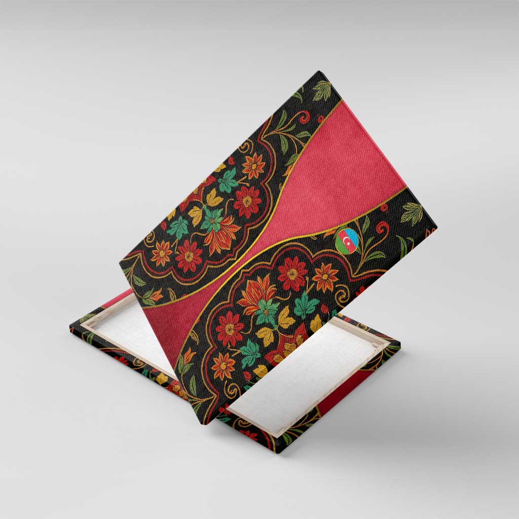 Azerbaijan Folk Floral Canvas Wall Art with Traditional Carpet-Inspired Pattern